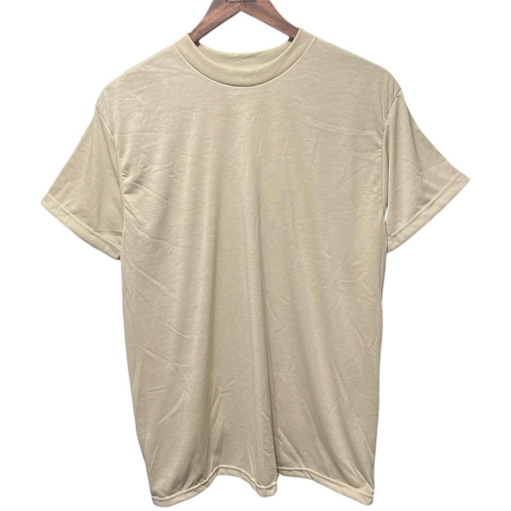 Plain Blank Tan Sand United States Military Vintage 90s 2000s Short Sleeve Shirt